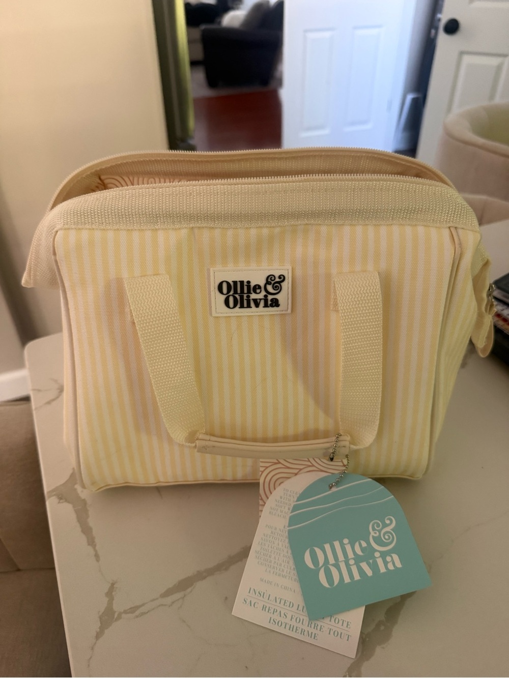 Yellow Stripe Insulated Lunch Bag